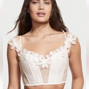 Victoria's Secret Coconut White Lace Floral Crop Top